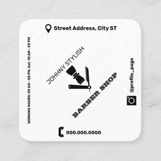 Rhomboïde stijlcover wit zwart vierkante visitekaartje (Voorkant)