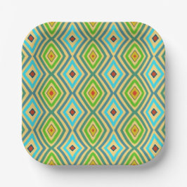 Rhombus Diamond Green Blue Geometrical  Papieren Bordje