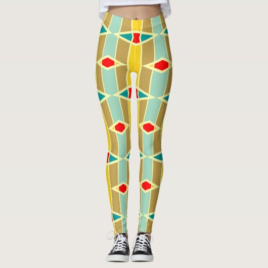 Rhombus en andere vormen patroon leggings (Voorkant)