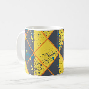 Rhombus Grid met Kleurrijke Verf Splatter Koffiemok