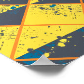 Rhombus Grid met Kleurrijke Verf Splatter Poster (Hoek)