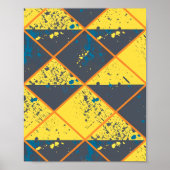 Rhombus Grid met Kleurrijke Verf Splatter Poster (Voorkant)