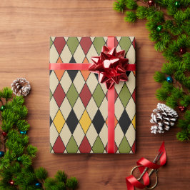 Rhombus Rood Groen Zwart Geel Sinaasappel Cadeaupapier