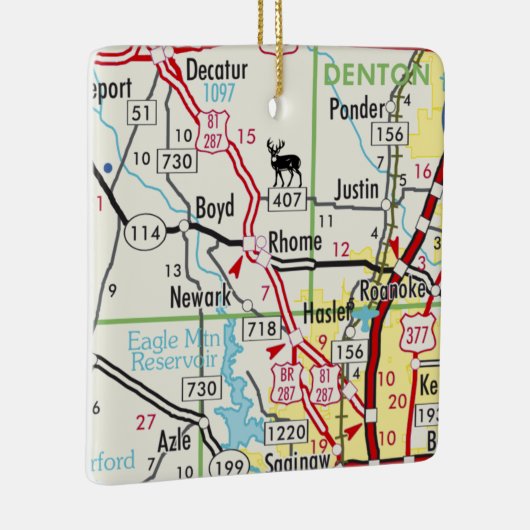 Rhome TX Road Map Keramisch Ornament (Rechts)