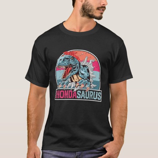 Rhonda Saurus Funny Personalised Dinosaur T Rex Na T-shirt (Voorkant)