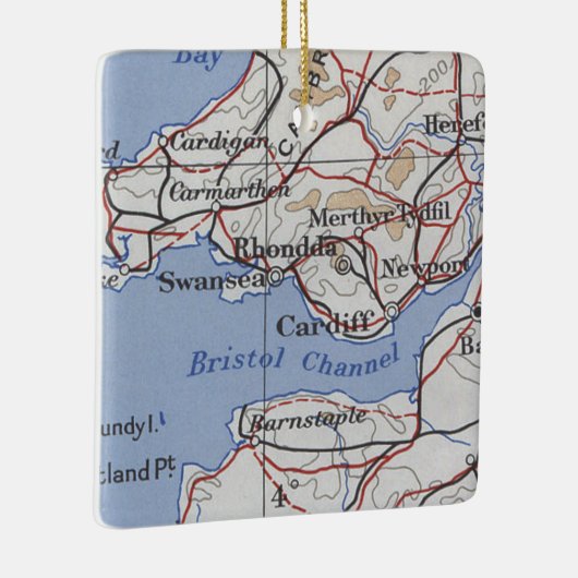 Rhondda Wales  Map Keramisch Ornament (Rechts)
