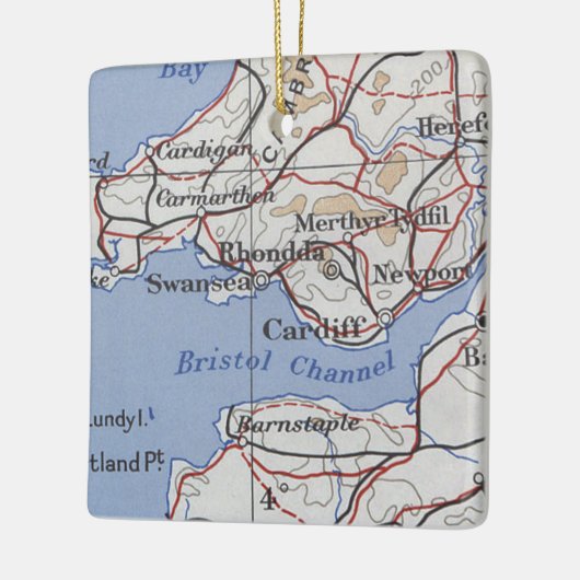 Rhondda Wales  Map Keramisch Ornament (Links)