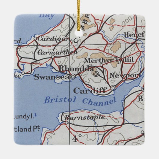 Rhondda Wales  Map Keramisch Ornament (Achterkant)