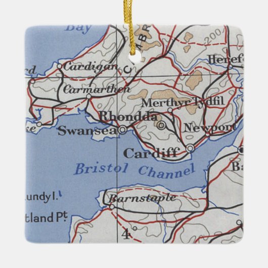 Rhondda Wales  Map Keramisch Ornament (Voorkant)