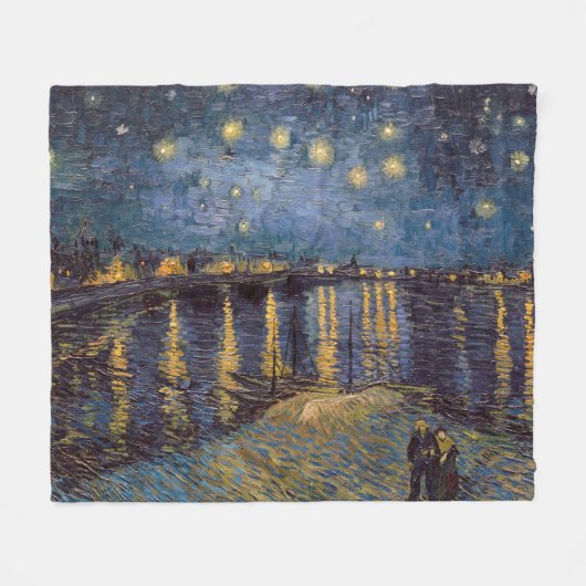 Rhône Rivierfront Sterrennacht Rivier Uitzicht Fleece Deken (Voorkant (Horizontaal))