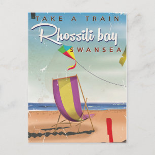 Rhossili baai, Swansea vintage reisposter Briefkaart