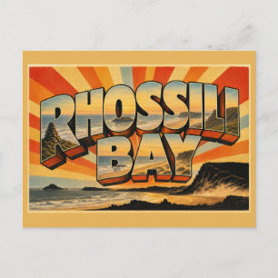 Rhossili Bay Wales Vintage Reis Kunst Briefkaart