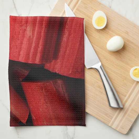 Rhubarb Abstract Theedoek (Quarter Fold)