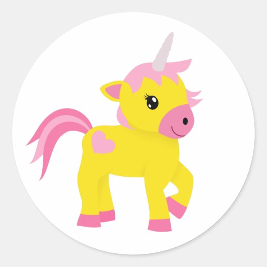 Rhubarb en Custard Unicorn Ronde Sticker (Voorkant)