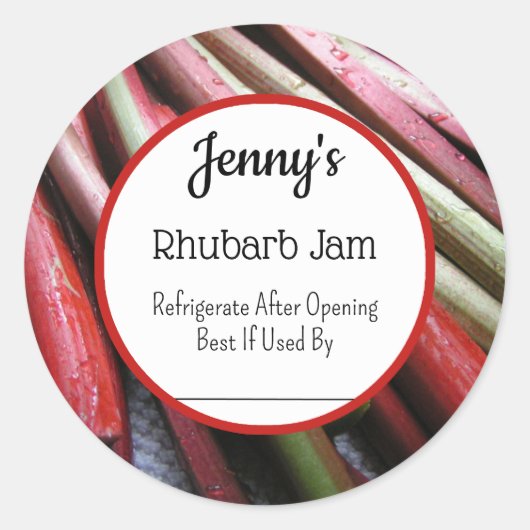 Rhubarb Jam Custom Canning Jar Sticker (Voorkant)