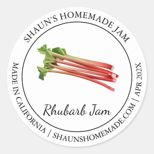 Rhubarb Jam Modern label (Voorkant)