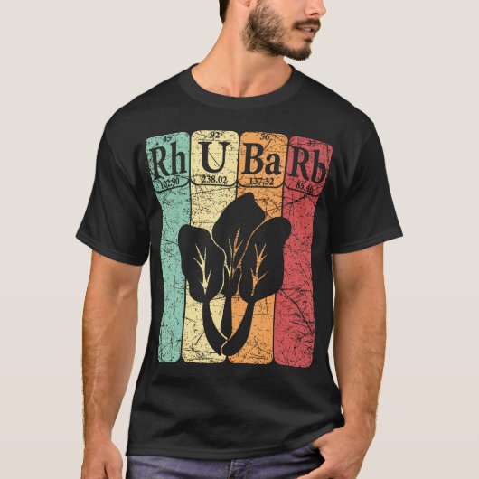 Rhubarb Periodic Table Elements Vegetable Retro Rh T-shirt (Voorkant)