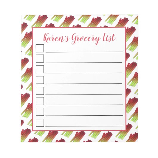 Rhubarb Stalks Vegetable Garden Grocery List Notitieblok (Voorkant)