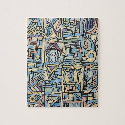 Rhythm In Blue-Modern Bauhaus Geometric Art Legpuzzel (Verticaal)