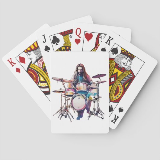 Rhythm in Motion: Poster voor Drummer Performance Pokerkaarten (Achterkant)