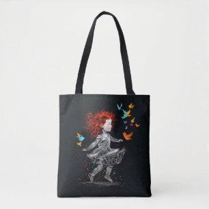 Rhythm of Innocence: Dansende kunst van een vrolij Tote Bag