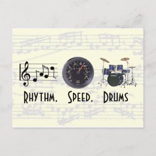 Rhythm, snelheid, drums-briefkaart briefkaart