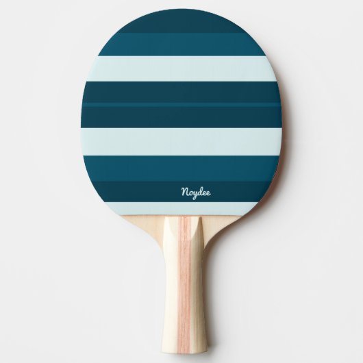 Rhythm Stripes Horizontal Lines Sea Blue White Tafeltennisbatje (Voorkant)