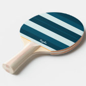 Rhythm Stripes Horizontal Lines Sea Blue White Tafeltennisbatje (Voorkant Gekanteld)
