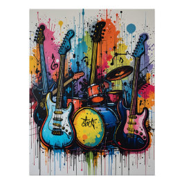 Rhythmic Beats: Musical Graffiti Art Perfect Poster