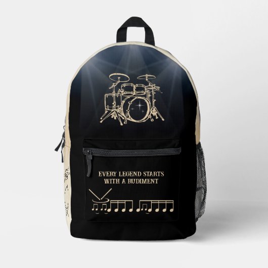 Rhythmic Black en Tan Drummer Rugzak (Voorkant)