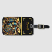 Rhythmic Blue Drums Design Bagagelabel (Voorkant (horizontaal))