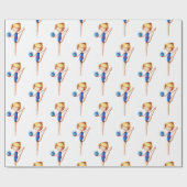 Rhythmic Gymnast in Blue Leotard met bal Cadeaupapier (Vlak)