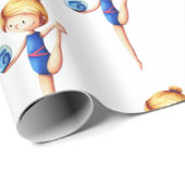 Rhythmic Gymnast in Blue Leotard met bal Cadeaupapier (Rol Hoek)