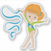 Rhythmic gymnast met rode bloedstoot, met lint sticker (Voorkant)