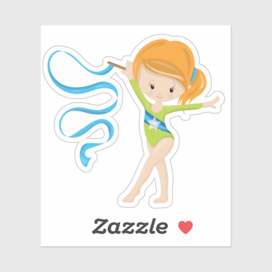 Rhythmic gymnast met rode bloedstoot, met lint sticker (Vel)