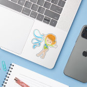 Rhythmic gymnast met rode bloedstoot, met lint sticker (Laptop met iPhone)