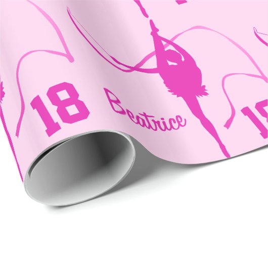 Rhythmic gymnastic custom name age verjaardagscrap cadeaupapier (Rol Hoek)