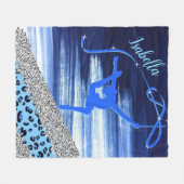 Rhythmic Gymnastics Blue Abstract met Silver Glam Fleece Deken (Voorkant (Horizontaal))