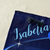 Rhythmic Gymnastics Blue Abstract met Silver Glam Strandlaken (In situ)