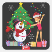 Rhythmic Gymnastics kerstfeestmaal Vierkante Sticker (Voorkant)
