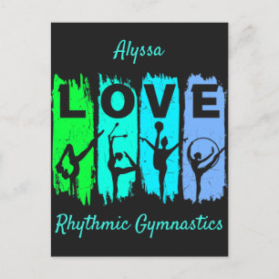 Rhythmic Gymnastics Love in Green and Aqua Briefkaart
