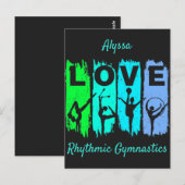 Rhythmic Gymnastics Love in Green and Aqua Briefkaart (Voorkant / Achterkant)