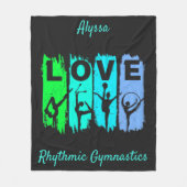 Rhythmic Gymnastics Love in Green and Aqua Fleece Deken (Voorkant)