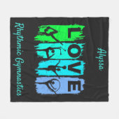 Rhythmic Gymnastics Love in Green and Aqua Fleece Deken (Voorkant (Horizontaal))