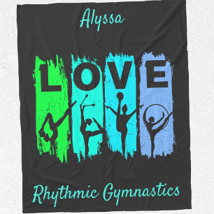 Rhythmic Gymnastics Love in Green and Aqua Fleece Deken