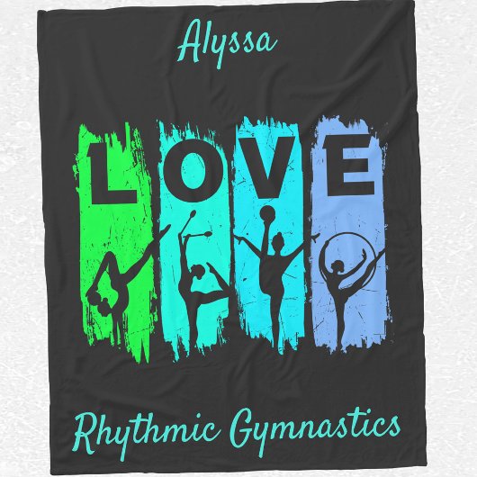 Rhythmic Gymnastics Love in Green and Aqua Fleece Deken