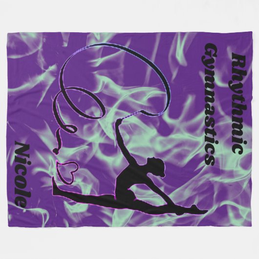 Rhythmic Gymnastics Paars en Mint Swirl Fleece Deken (Voorkant (Horizontaal))