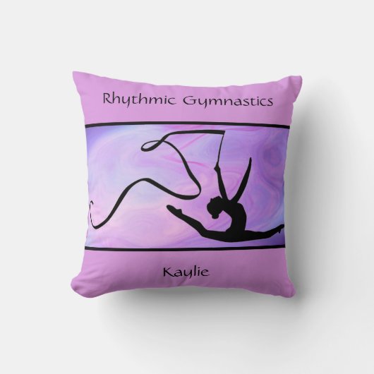 Rhythmic Gymnastics Paarse Ribbon Sierkussen (Voorkant)