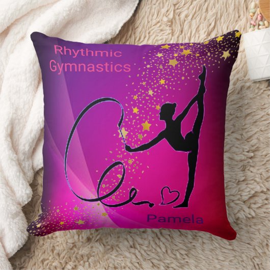 Rhythmic Gymnastics Pink & Paars Gold Stars Kussen (Deken)