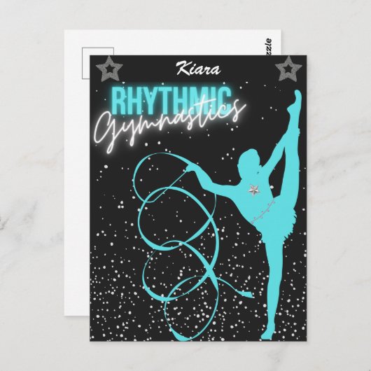 Rhythmic Gymnastics Ribbon and Stars Briefkaart (Voorkant / Achterkant)